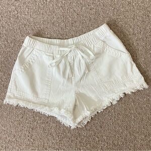 White Cotton High Waisted Cutoff Shorts